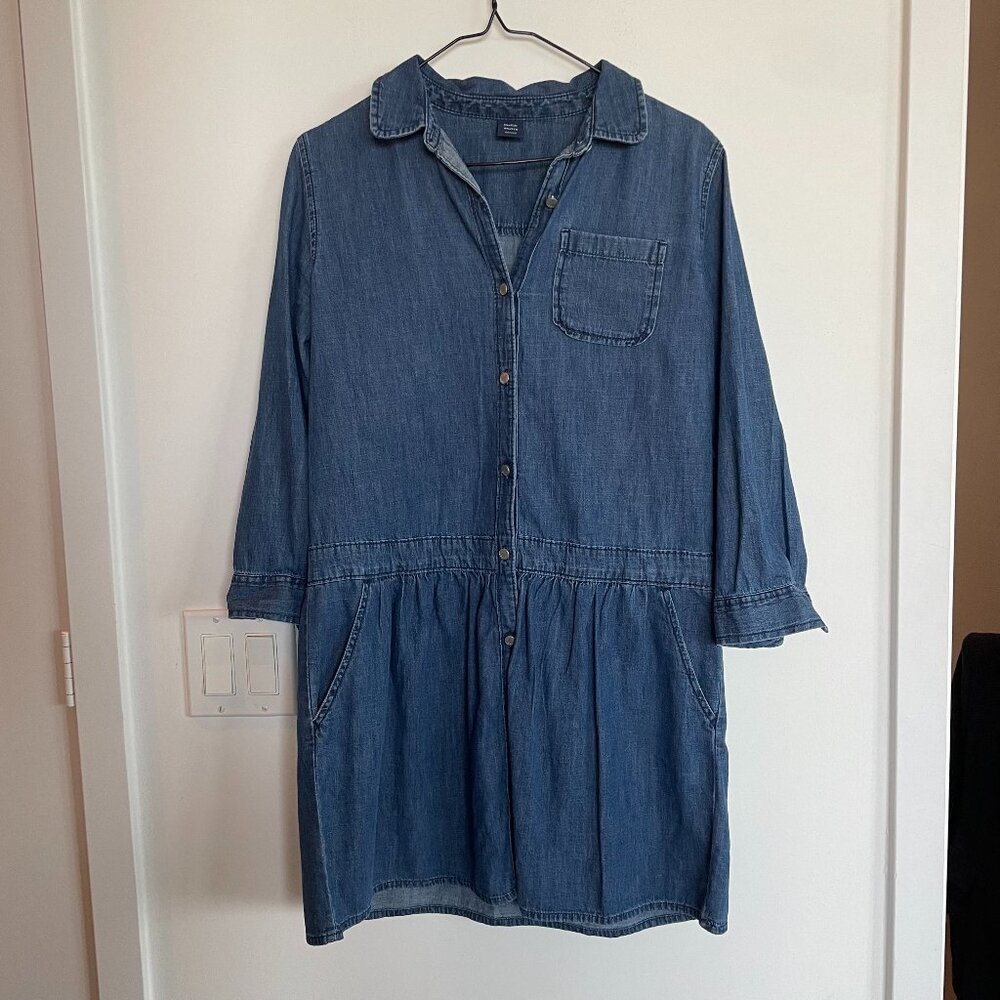 Gap Drop Waist Denim Button Up Dress